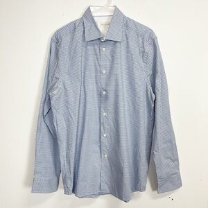 NEW Jack Victor Shirt Mens Large Blue Gingham Long Sleeve Cotton Button Up NWOT